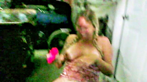 Mickey85knoxx blonde MILF topless teasing with pink dildo