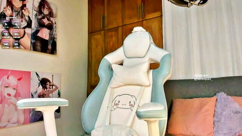 Amateur POV sultry bedroom setup with anime decor for intimate encounter