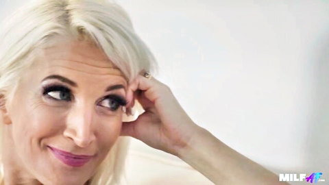 Seductive blonde MILF cougar from MILFAF, mature woman with thoughtful pose