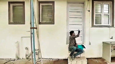 Telugu plumber man sitting and snapping selfie in work attire, kinky setup Part 1