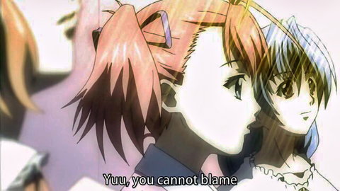 Anime girls with pink twintails and blue hair in frilly outfits from Angelium Ep.1