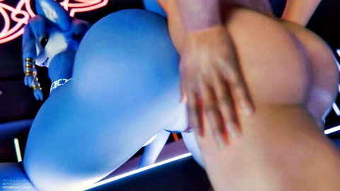 Krystal furry lap dance, blue anthro fox grinding big ass on human