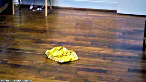 Timmeria Baltimore's yellow panties dropped on floor in tease