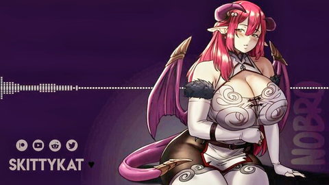 Skittykat as busty pink-haired succubus mommy in lingerie, ASMR milking tease