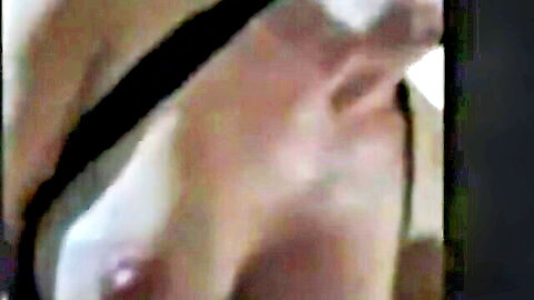 Horny amateur MILF exposing large breast in side view
