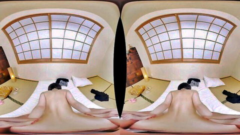 VR POV of naked Japanese student girl in doggy position from behind