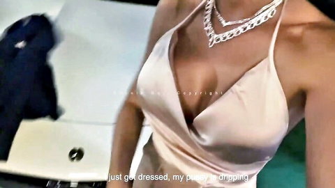 Angela Doll in sexy pink dress after parking lot creampie