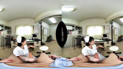 VR Japanese nurse exposing pussy in explicit solo spread pose
