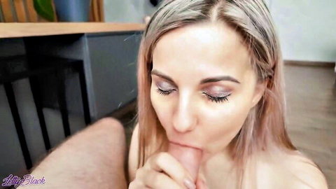 Letty Black with long blonde hair giving intense blowjob close-up