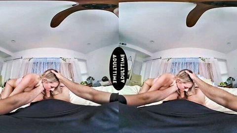 Curvy blonde MILF with big tits and trimmed pussy facesits man for intense cunnilingus in bedroom
