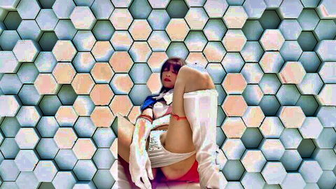 Escalayer cosplay femboy exposing in white gloves and boots solo