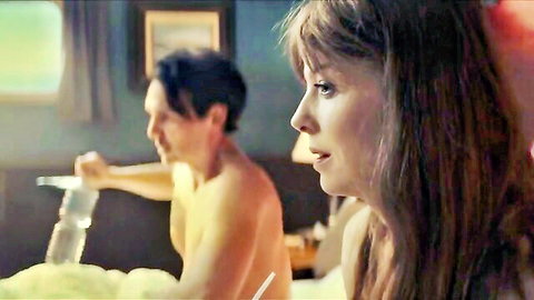 Pheline Roggan and Sandra Hüller topless in bed scene from Das schwarze Quadrat (2021)