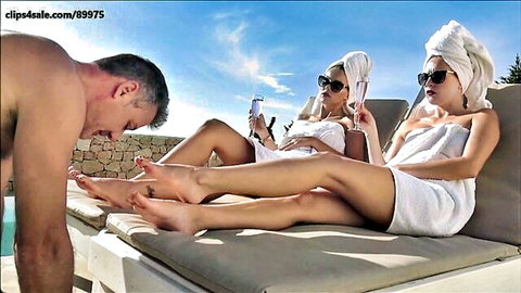 Gabriells and Marianna in foot worship by poolside