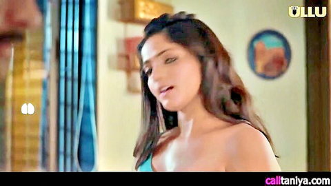 Seductive Indian bhabhi in blue top, teasing gaze from Ullu series EP3
