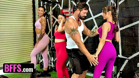 Brookie Blair, Serena Hill & Ariana Starr tease trainer in tight gym outfits