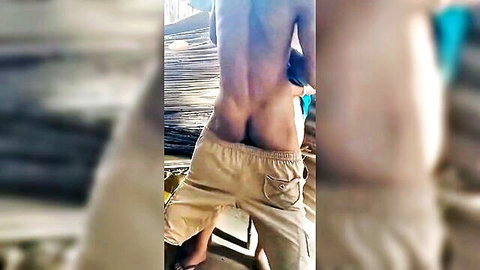 Horny bhabhi bent over, exposing ass on wooden dock