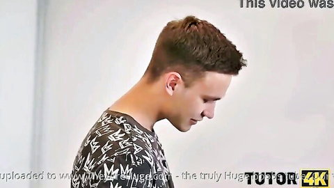 Handsome young man in patterned shirt, seductive side profile view