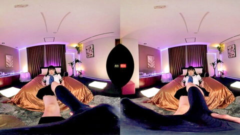 VR POV Asian schoolgirl in uniform spreading legs teasing