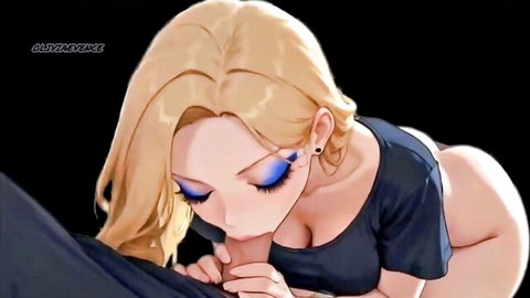 Busty blonde MILF stepmom sucking stepson's cock in hentai animation