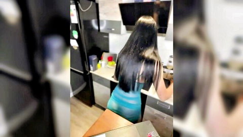 Polly Berry webcam: curvy Asian babe bending over in tight striped dress
