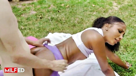 Olivia Jayy fucked doggy style by neighbor outdoors in workout gear