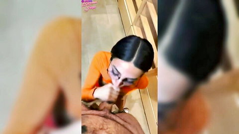 Lamhard in Velma cosplay giving intense blowjob with cum on glasses