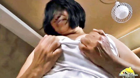 Busty Latin chubby mature woman exposing big tits in solo masturbation