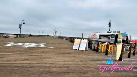Hot teen Summer Renee foot fetish on beach pier