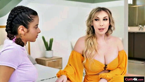 Isabella Jules and blonde friend in revealing tops, Cum4K xxx scene