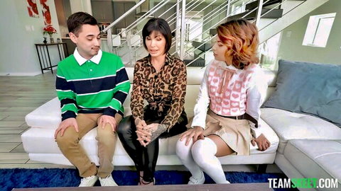 Shay Fox & Hazel Heart tease college virgin in hot threesome setup
