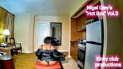 Crystal Blue big ebony ass in lingerie and leather jacket, hot box vol 3 tease