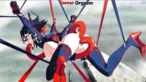 Hentai cat girl bound by tentacles, every hole penetrated in ecstasy