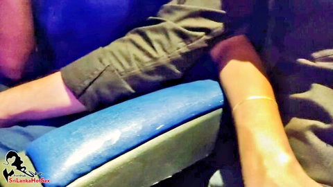 Sri Lankan couple intimate touch in dark cinema with GF boobs tease