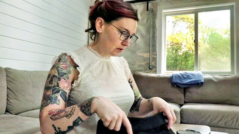 Bettie Bondage seductive redhead in white lace top, mommy foot tease