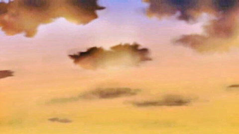 Kuttsukiboshi Ep.1 hentai thumbnail with vibrant orange-purple sunset clouds