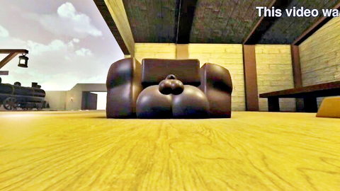 Animated ebony bulky butt teasing in Roblox porn style