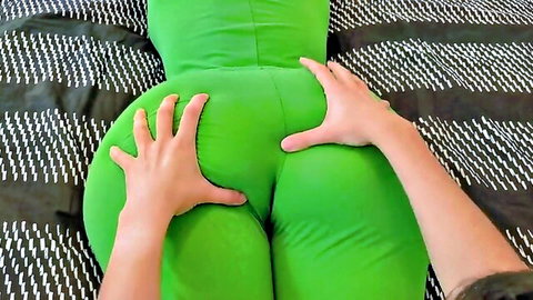 Busty stepsister in tight green bodysuit gets ass grabbed on St. Patrick's Day