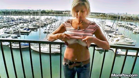 Payton 51yo playful grandma flashing tits on marina balcony