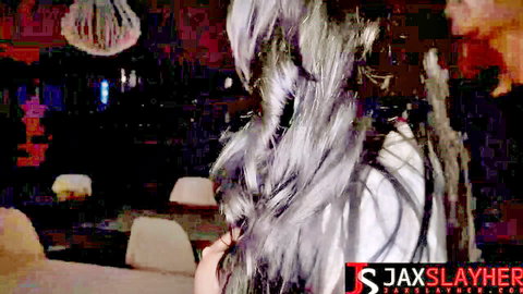 MJ Fresh seductive silver hair in white top, begging for creampie