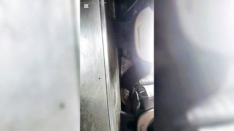 Candid bus passenger feet in patterned socks and shoes