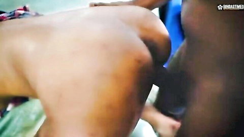 Desi maid bent over fucked anally by friend in group sex