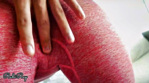 Rubiray's curvy ass groped in tight red yoga pants