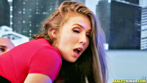 Lena Paul in steamy seduction with JMac, close-up orgasm face