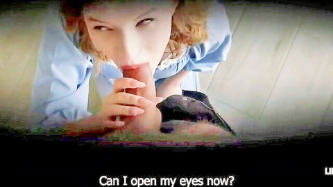 Diana Rider cute blonde giving POV blowjob in blue dress