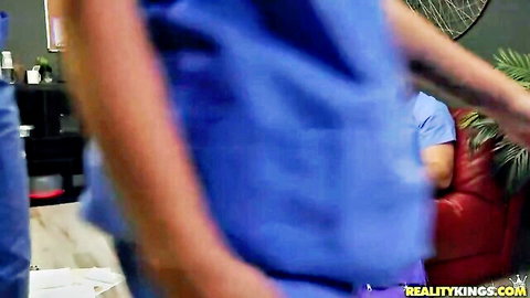 Busty nurse's ass fucked by doctor in hospital roleplay