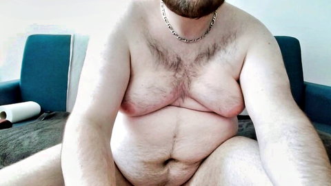 Azer912 hairy bearded chubby man solo nude pose