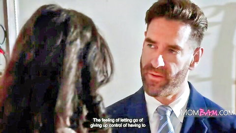 Penny Barber and Ken Feels in intense domination talk, suit and close-up
