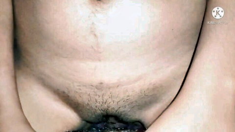 Close-up of woman humping man's erect penis with vaginal penetration and pubic hair