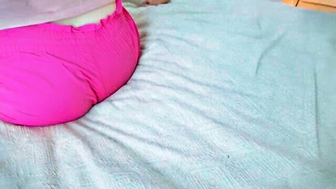 Wetslavs huge butt in tight pink panties, teasing from behind