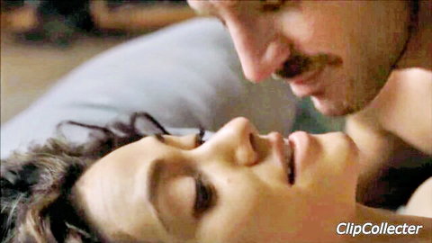 Intimate interracial nude kiss from Shameless S8 erotic scene with hot couple